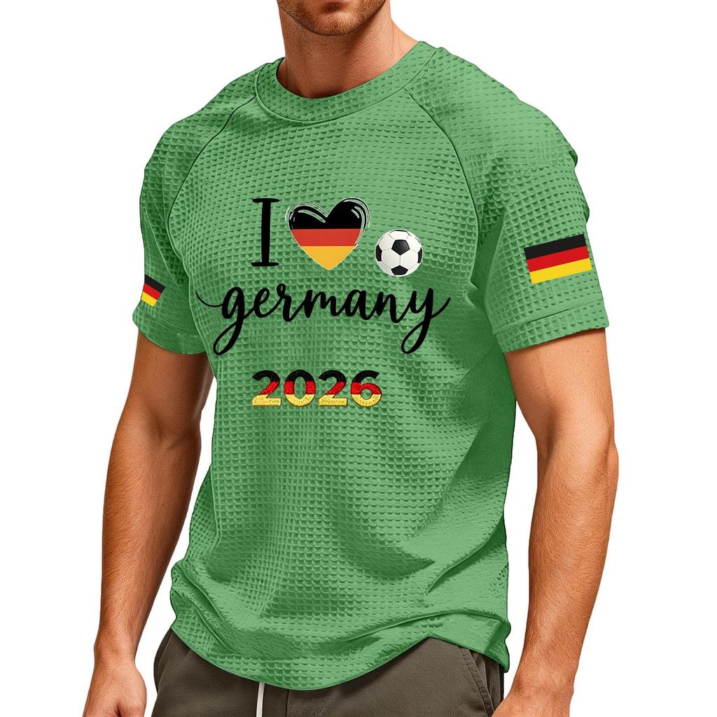 Men's German Soccer Printed T-Shirt - Breathable V-Neck Short Sleeve Top for Soccer Fans