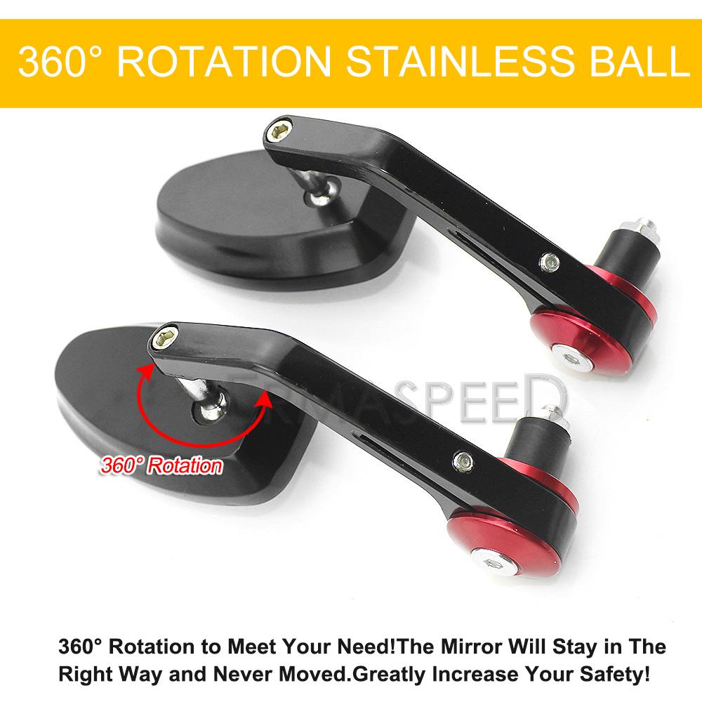 Black Motorcycle Bar End Mirrors CNC 7/8'' 22mm Handlebar Mirror Universal Rear View for Cruiser Street Sport Bikes Cafe