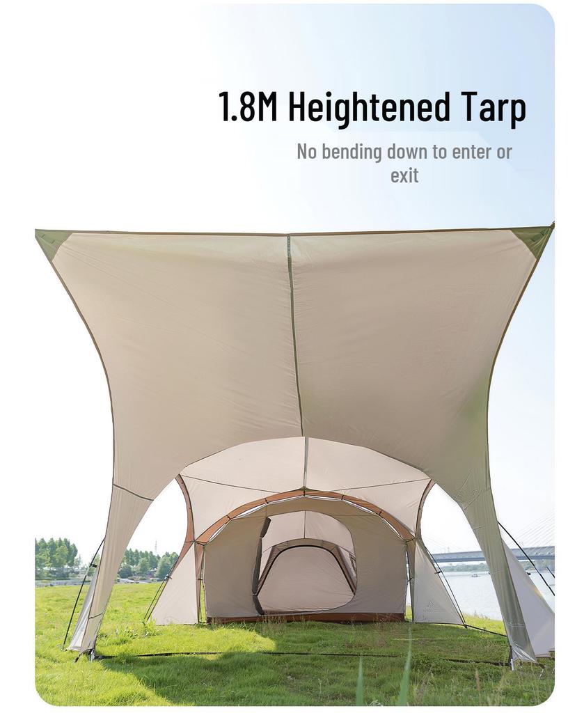 Outdoor Mountain Dome Tent with Large Bedroom Canopy for Multi-Person Camping and DIY Splicing