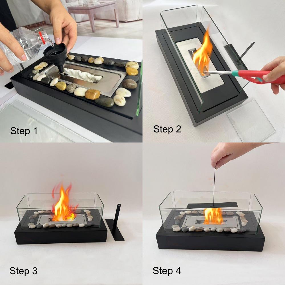 Rectangular Real Fire Tabletop Alcohol Fireplace for Indoor/Outdoor Use