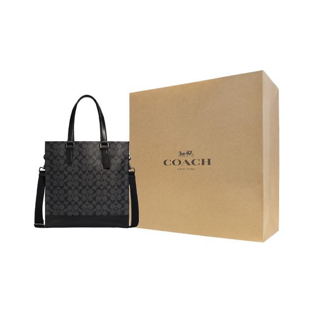 Coach Graham 36 Classic Monogram Canvas And Leather Tote Bag Men Tote Charcoal C3232-QBMI5
