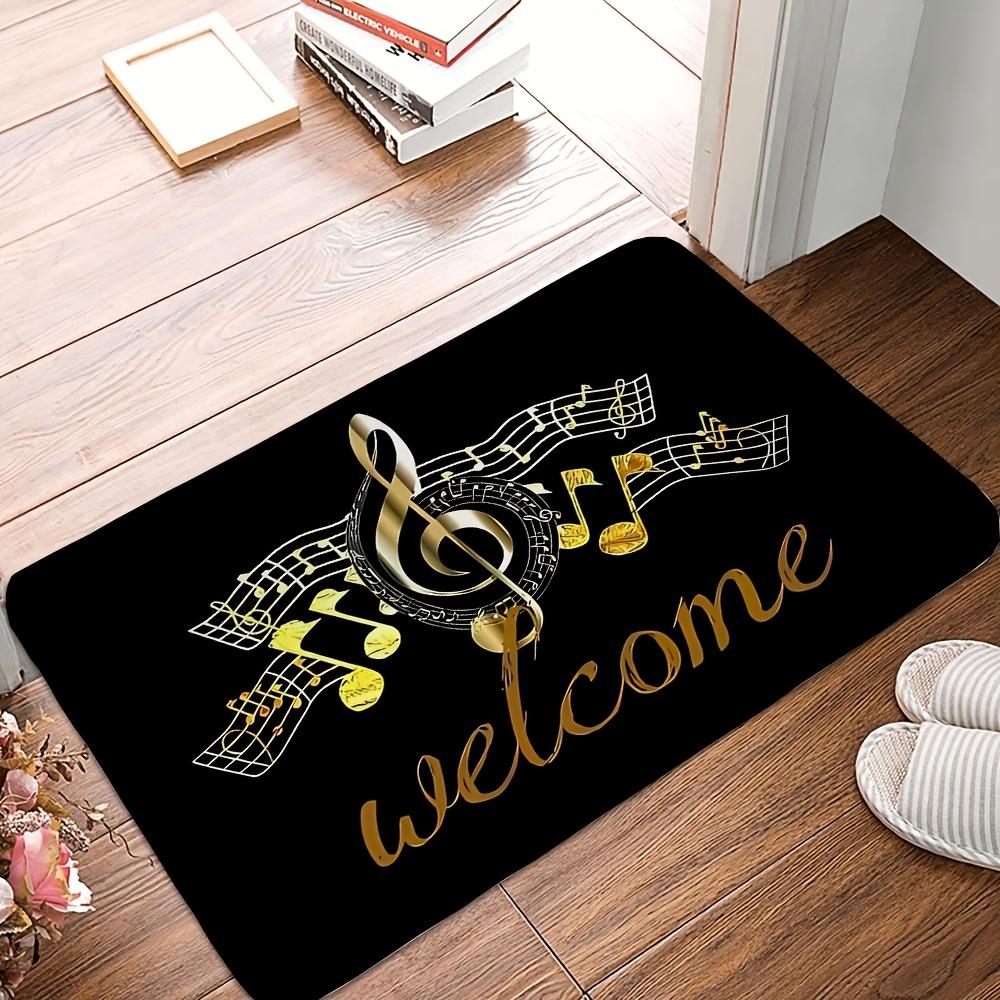 Fun Musical Notes Welcome Mat With Personalized Pattern Design It Is Suitable For Front Door , Kitchen Decor It Is An Ideal Gift