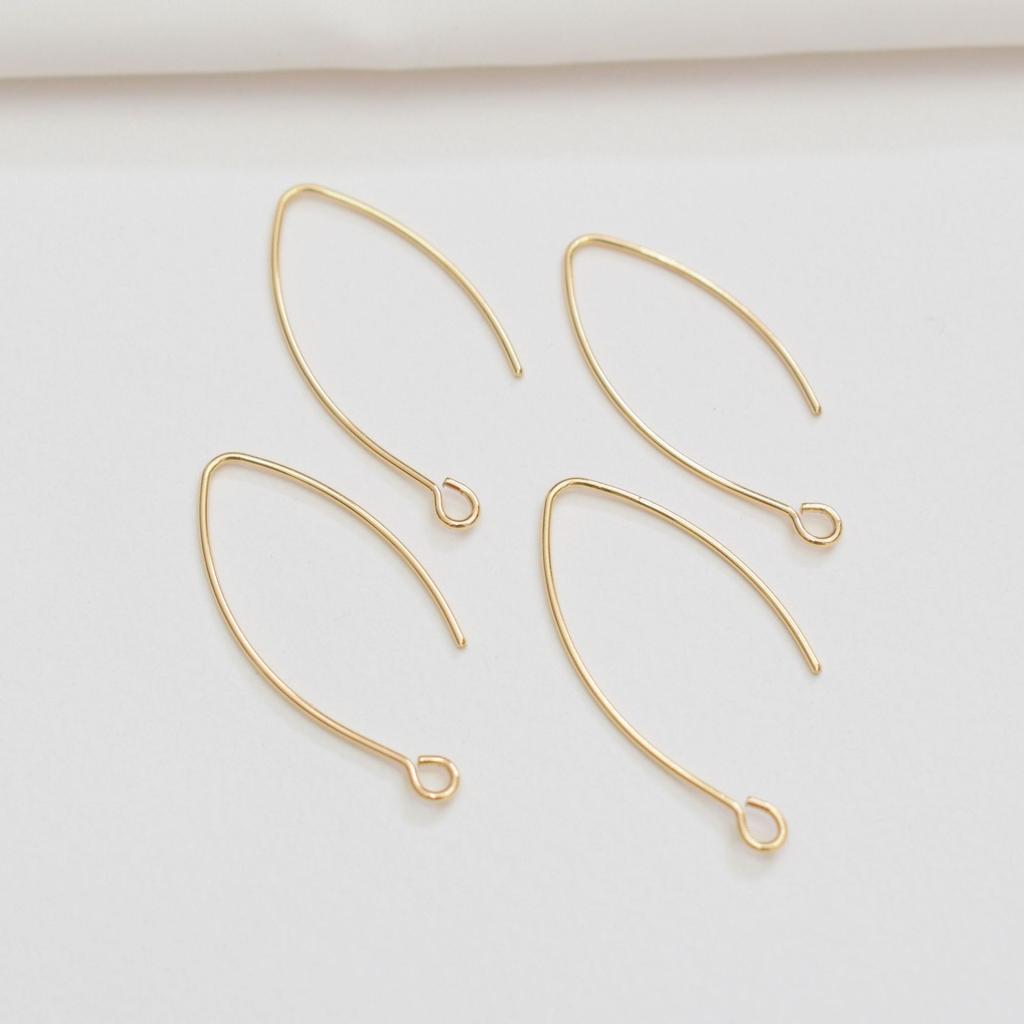 10pcs Color Retention 14K Gold French Ear Hook Accessories, Porous Jewelry Diy Handmade Work In Progress V-Shaped Beaded