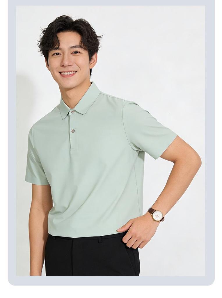 Antibacterial Mercerized Cotton Lapel Uniform Polo Shirt with Custom Logo Embroidery