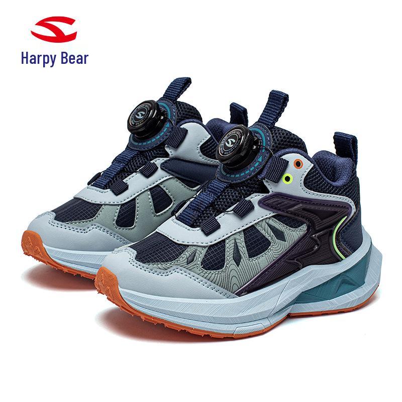 

Кроссовки для мальчиков Habi Bear с кожаной отделкой: Легкая, повседневная обувь для кампуса на весну/осень с дизайном на пуговицах. 39 синий