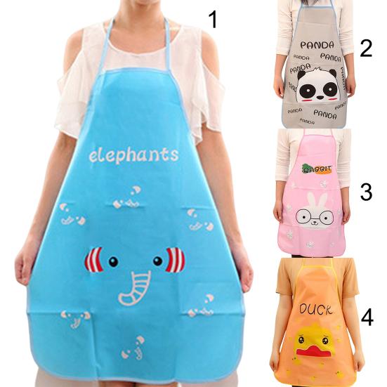 Zástěra bez rukávů Prodloužený popruh Halter Design Kreslený potisk Kuchyňská zástěra pro restauraci