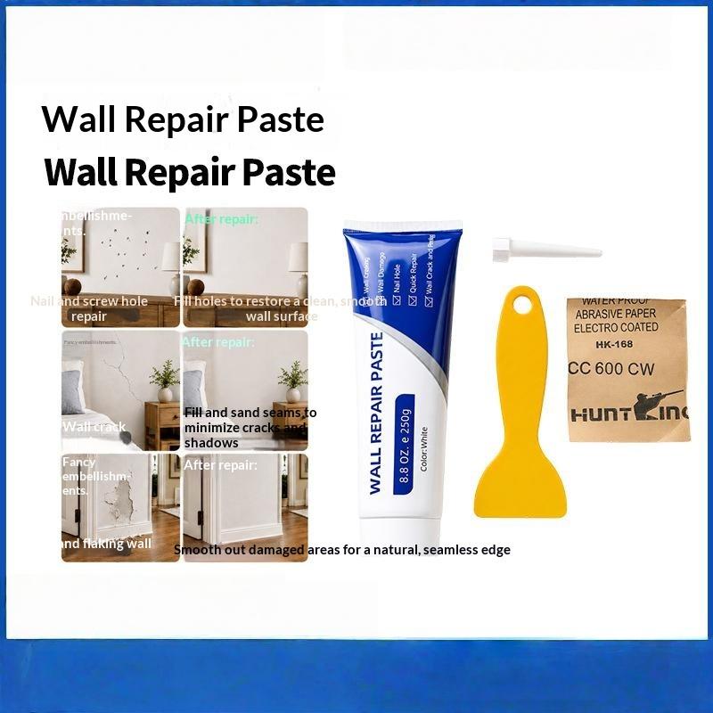 Waterproof Wall Repair Paste 250g Quick Dry White Drywall Filler for Bathroom Bedroom Wall Damage Mending