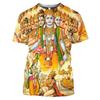 Hindu God Men's T-shirt, Religious Belief 3D Printed Aslan Vishnu Devotee Cosplay T-shirt, Hip-hop Outdoor Sports Top