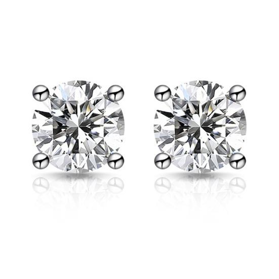 

Zirconia Stud Earrings One Carat Main Stone Earrings Hypoallergenic Flat Back Earrings Comfortable Shiny Daily Wear Jewelry for Women Men белый