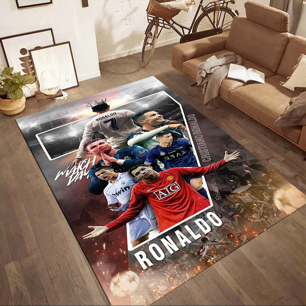 Ronaldo's Vodafone Legacy Square Rugs Are a Great Choice for Living Rooms, Bedrooms, Home Décor, and As Gifts.