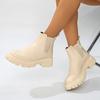 New Leather Platform Chelsea Boots Women Fashion Slip On Ankle Boots Non Slip Thick Sole Short Booties Mujer Plus Size 42
