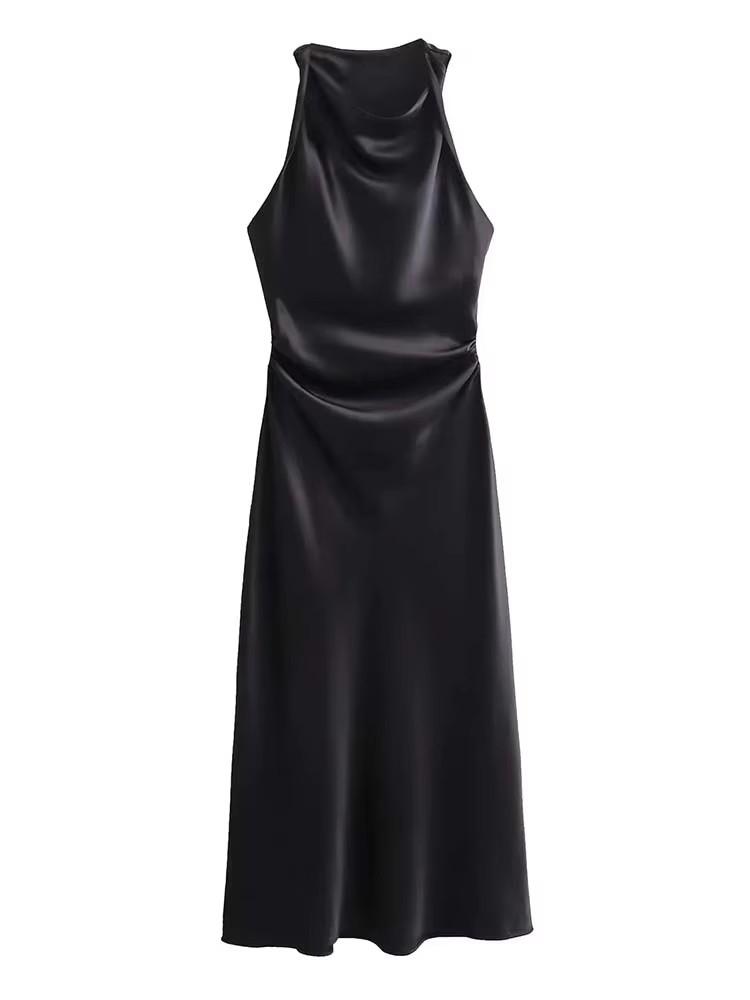 Satin Long Dresses for Women 2026 Summer Slip Midi Dress Woman Sexy Evening Party Dress Sleeveless Female Elegant Dresses