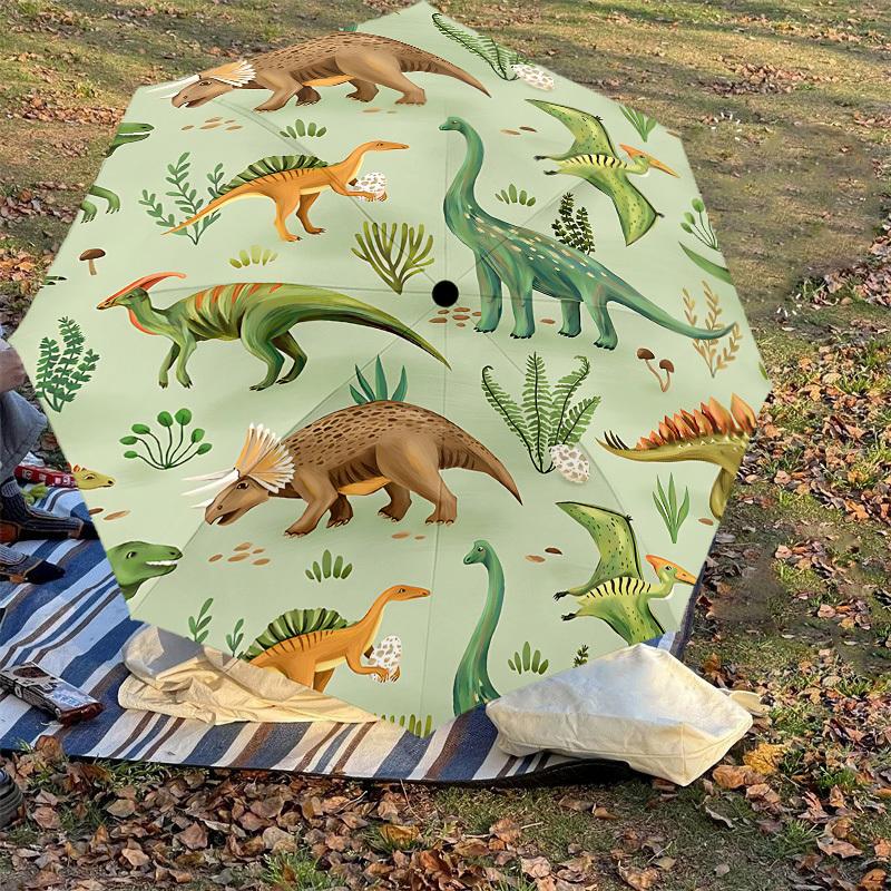 1PC dinosaur patternAutomatic Open/Close Umbrella with Windproof, 8-Rib Sturdy Canopy, Durable Ribs, Fashionable Design, Outdoor Accessory, Fun Prin,