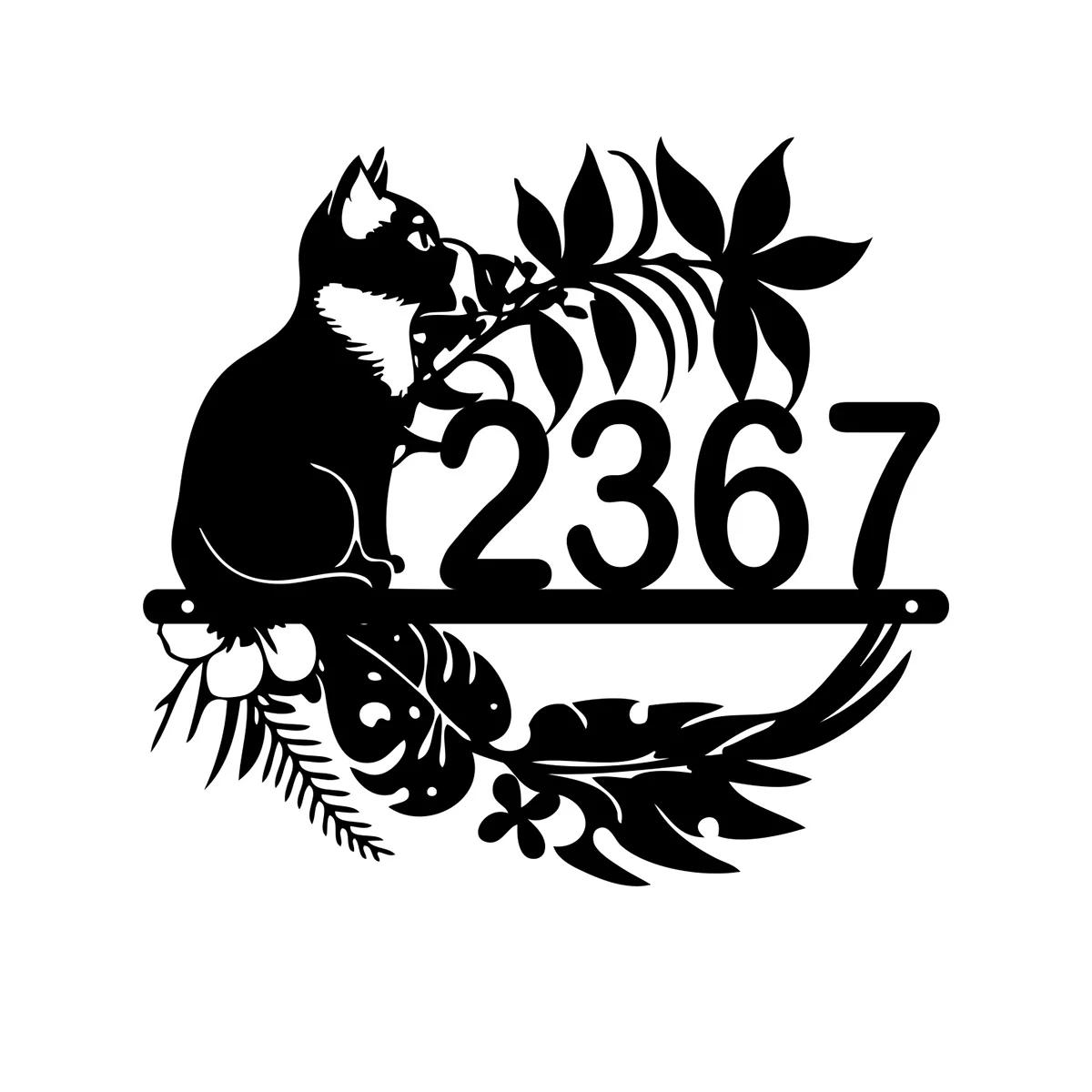 

Metal Cat Address Sign, House Number Plaque, Outdoor Decor, Cat Lover Gift