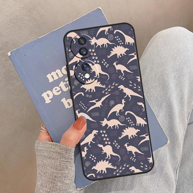 Dino King Floral Dinosaur Case For Honor Magic 5 6 7 8 Pro Cover For Honor 200 400 Lite 50 70 90 X8a X8b X9a X9b X9c