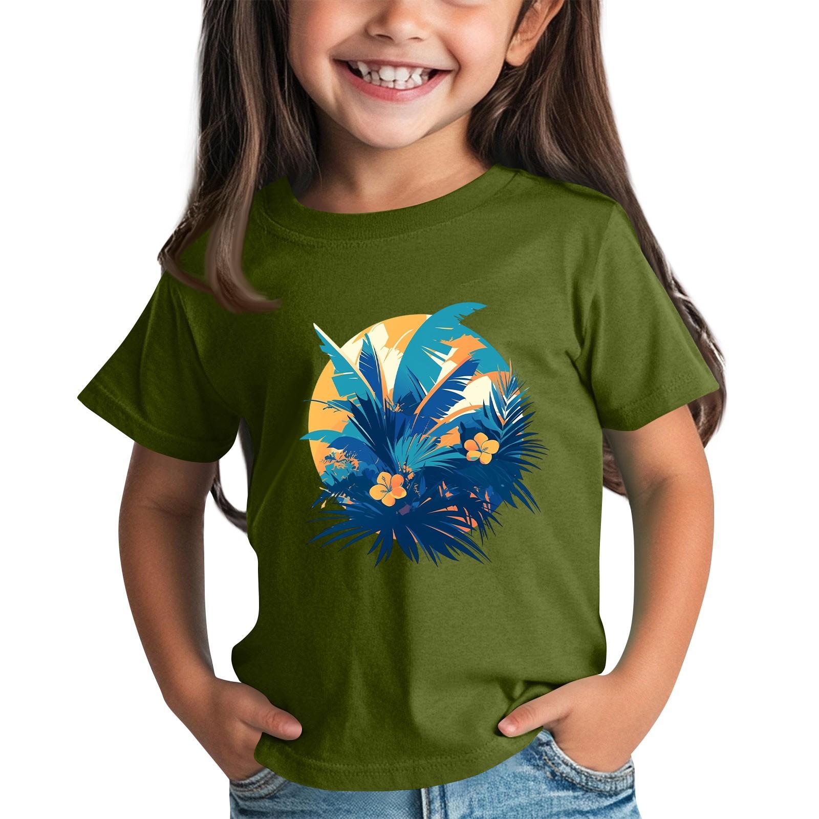 

Детская модная повседневная футболка с круглым вырезом и короткими рукавами 100 армия зеленый