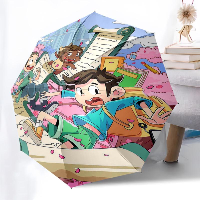 1pc Outdoor Umbrella with Anime Characters, Automatic Opening/Closing, Portable 3-Fold Design, 8-Rib Iron Frame - Perfect Gift for Fans, Traveler