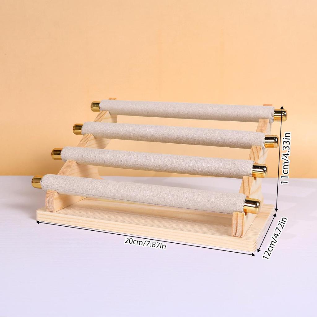 Présentoir à Bijoux Beige Démontable à Étages et Support de Rangement