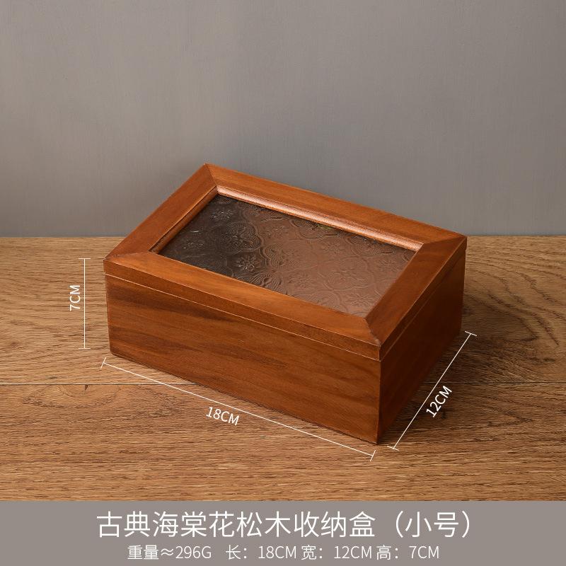 Wood Glass Jewelry Cosmetics Display Case Accessories Storage,Vintage Wooden Storage Box with Metal Clasp and Glass Top Lid