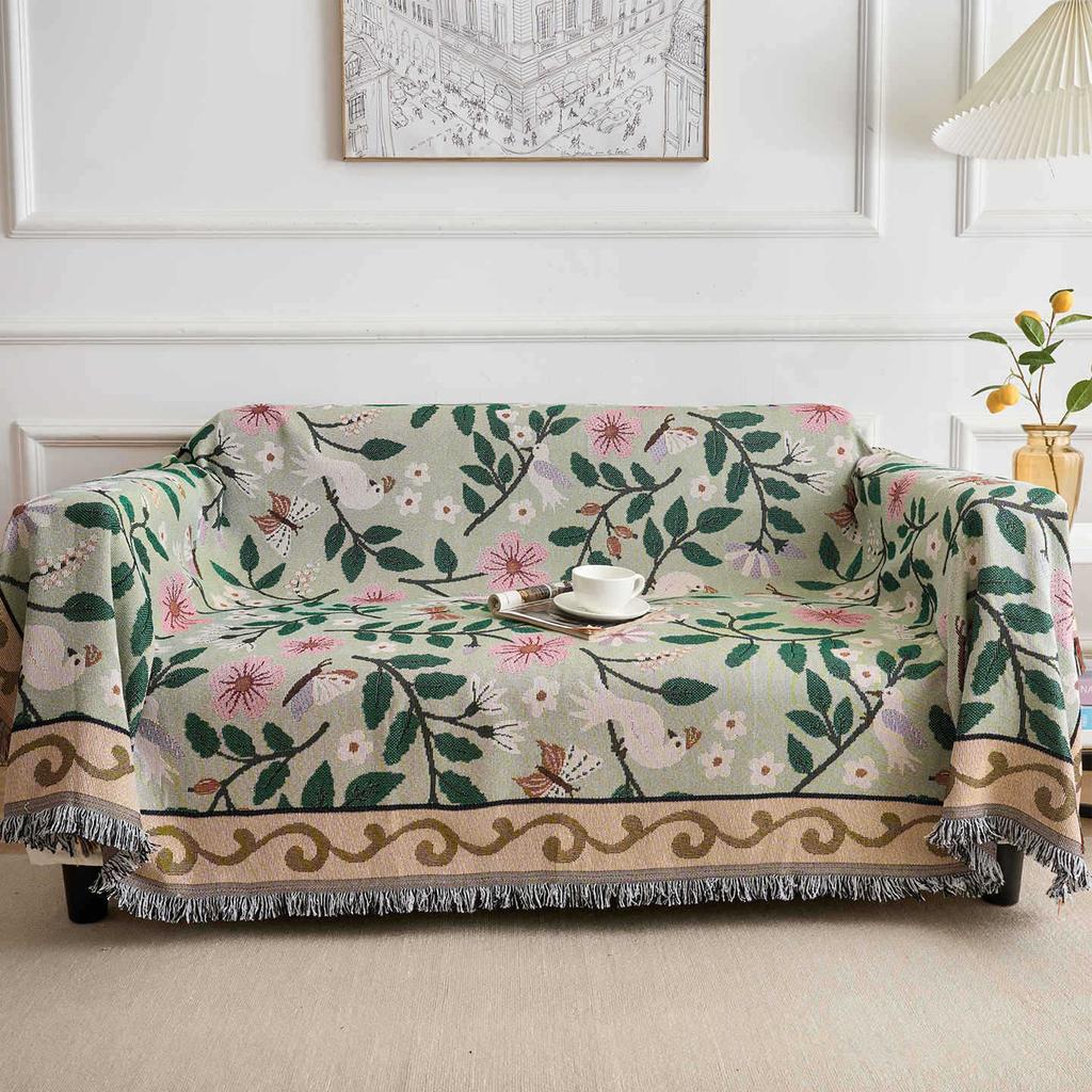 American Retro Ethnic Style Linen Sofa Cover Throw Dust Protector Blanket