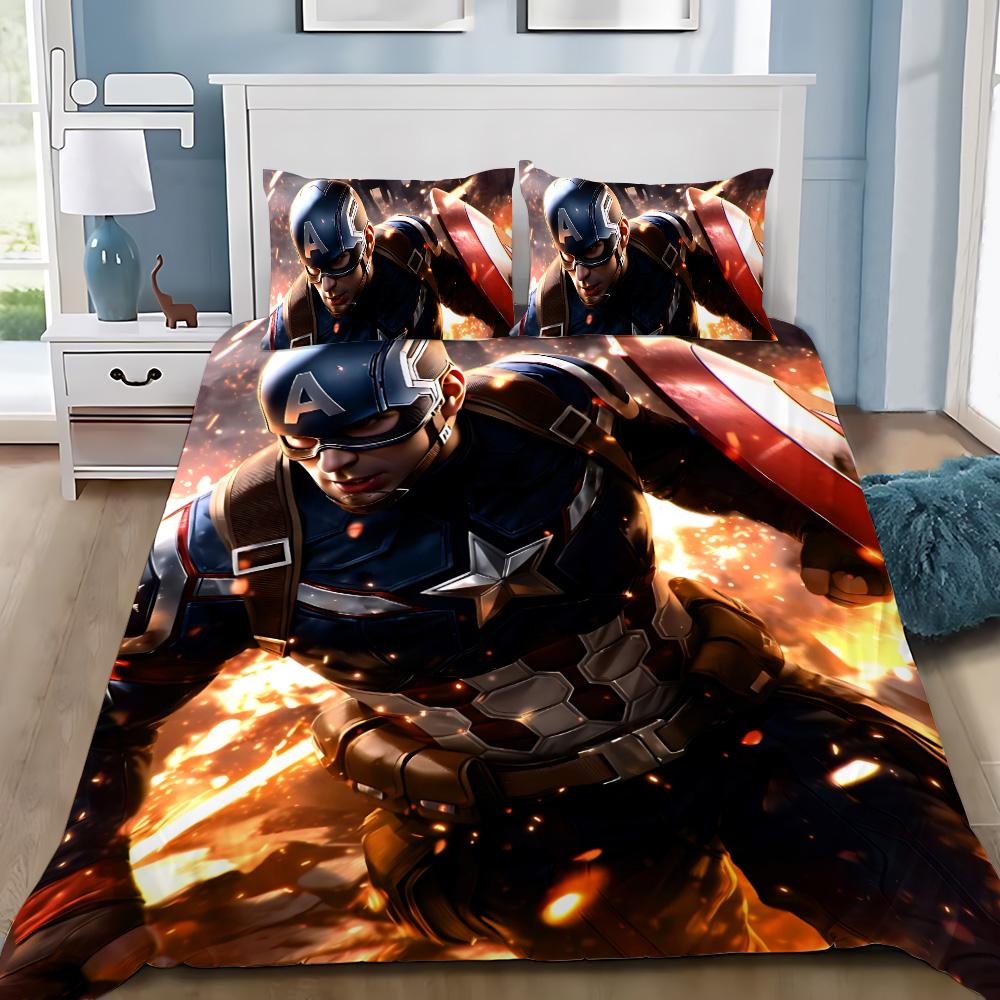 Heiße Captain America Bettwäsche-Set Kissenbezug Superhelden Bettwäsche-Set Erwachsene Junge Mädchen Schlafzimmer Dekoration Einzel Doppel Große Größe