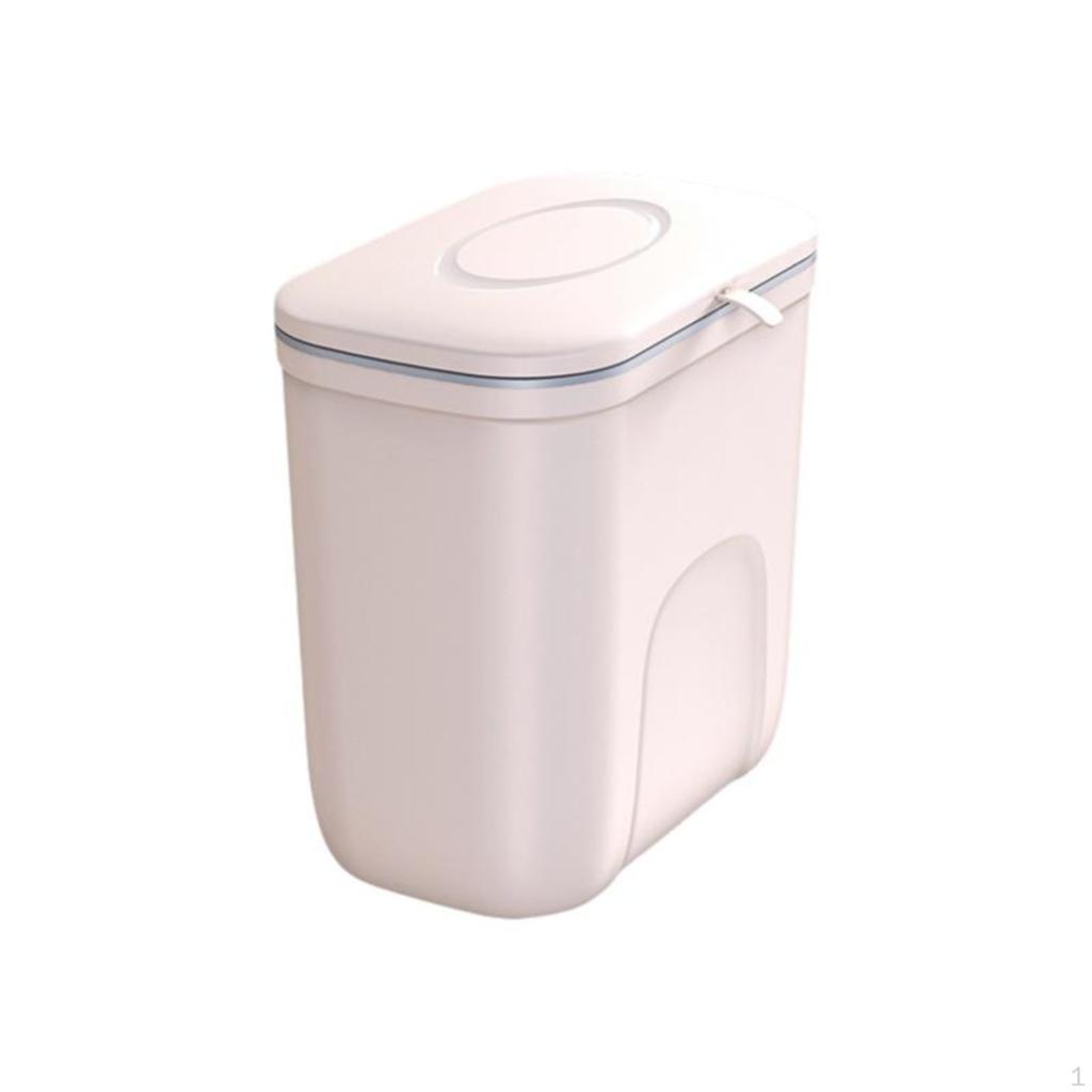 Trash Can, Bathroom, Kitchen Design, With Lid, Space Saving White Sliding Lid