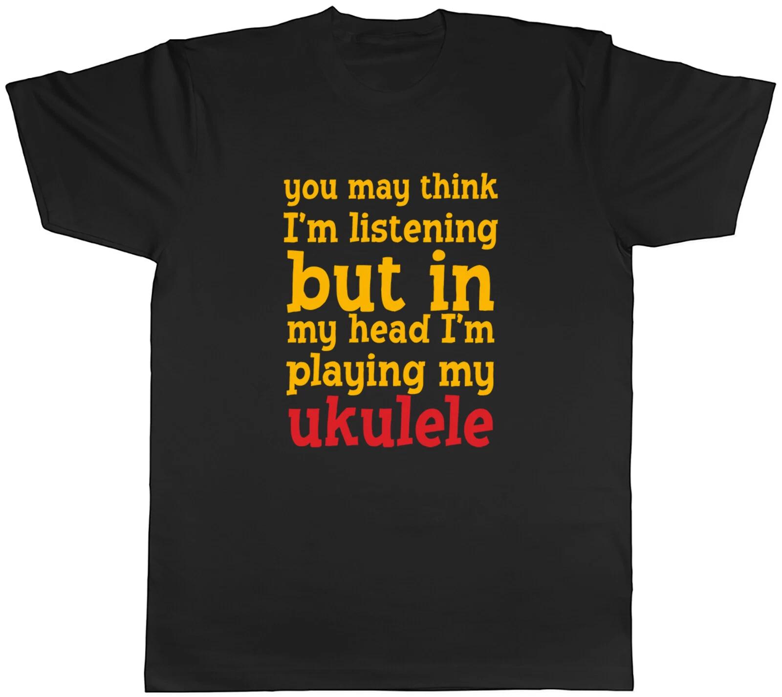 Ukulele Joke Funny Mens T-Shirt String Instrument Uke Guitar Tee Gift M