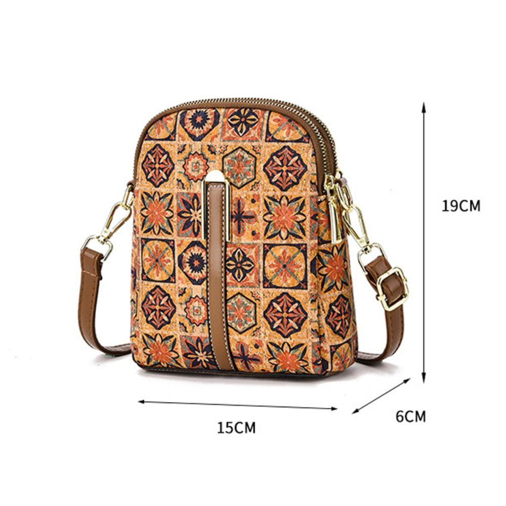 Women Fashion Bohemian Style Printed Phone Bag PU Leather Ethnic Style Single Shoulder Bag Versatile Luxury Handbag For Ladies