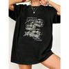 Oversized T-Shirt Black Graphic Teeth Design With Arabic Text And Stars Print Casual Streetwear Style For Women