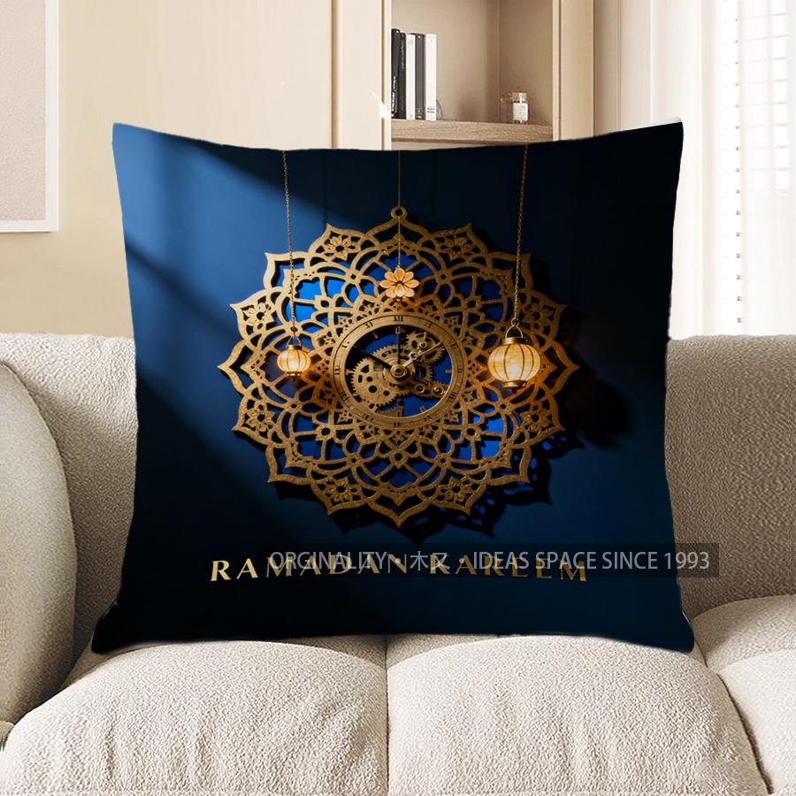 2D Ramadan Kareem Mandala Lantern Decorative Pillow Pattern Cushion Cover Suitable For Sofa Bedroom Car Pillow Cover