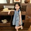 Girls Summer Plaid Sleeveless Vest Dress Baby Fashion Casual Sundress