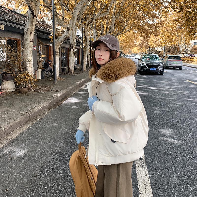 

Women s 2025 Winter Parker Cotton Jacket with Big Fur Collar – Soft, Warm, Hooded, Loose Fit, Bestie Style, Atmospheric Student Coat Small слонова кістка/білий