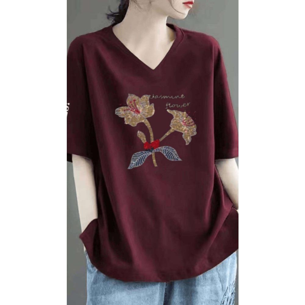 

Модная футболка с коротким рукавом, женская летняя повседневная хлопковая футболка с V-образным вырезом, распродажа гардероба, дизайн без бирки, молодежный стиль 3XL