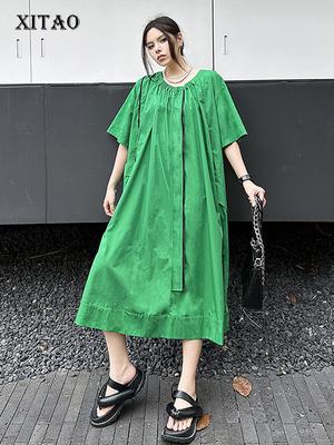 Simplicity Düz Renk Günlük Elbise Moda Kişilik Fermuar Ekleme Kadın ZY8683