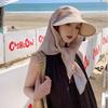 Print Summer Sun Hat Wide Brim Strappy Scarf Hat Portable Scarf Baseball Cap  Girl