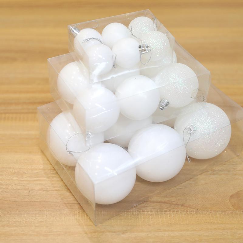 White Plastic Christmas Ornament Balls (6cm & 8cm) - Festive Tree Decorations