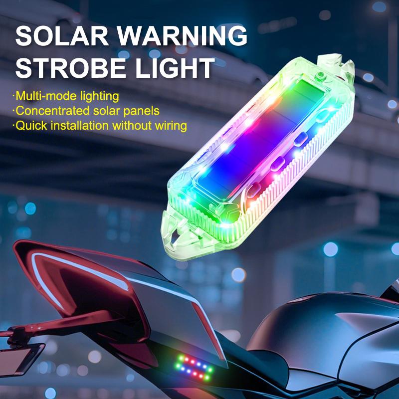 Motorcycle Solar Warning Light Car Rear Collision Prevention Strobe Light Night Electric Vehicle Bicycle Led Tail Flashing Light