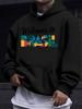 American European Style Unisex Fall Winter Print Hoodie Long Sleeve Sweatshirt, Brazilian Colorful Artistic Letter Print Hooded Sweatshirt, Tropical T