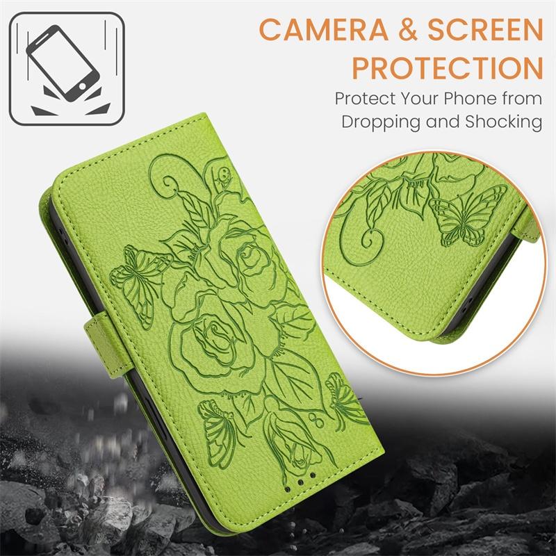 Flip Case for ZTE Nubia S A403ZT 5G PU Leather Embossed Pocket Card Slots Stand Protective Cover Casing