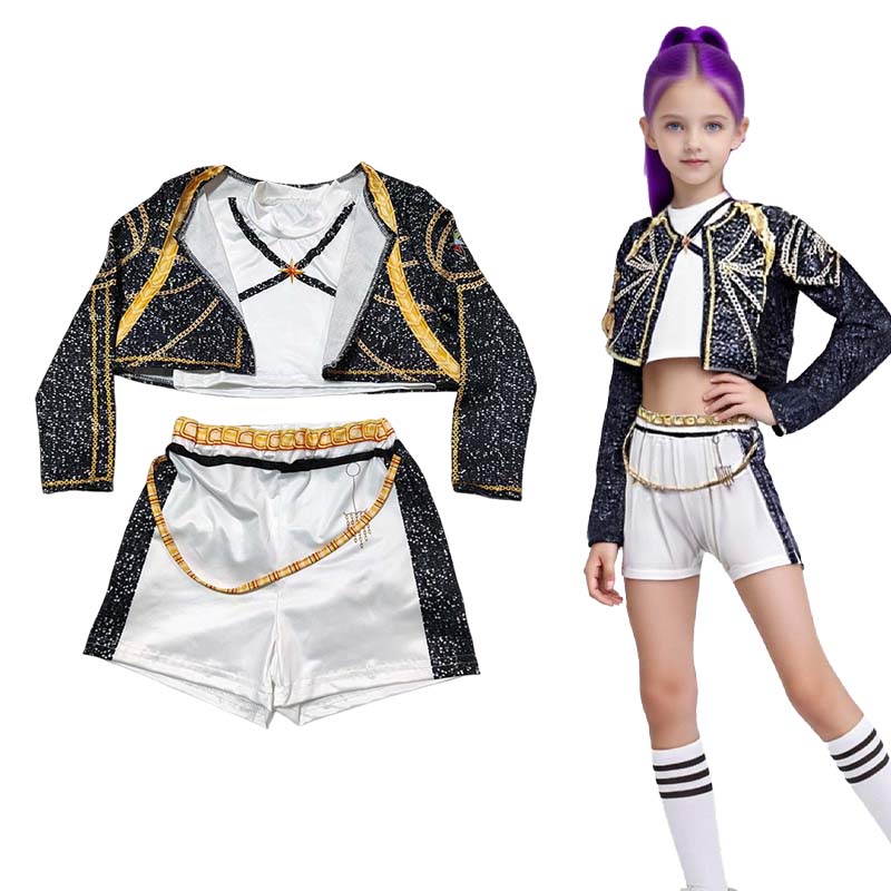 3Pcs Kpop Costume Rumi Singer Dance Dress 3D Print Girls Halloween Christmas Costumes Cosplay Fancy Stage Performance Outfits