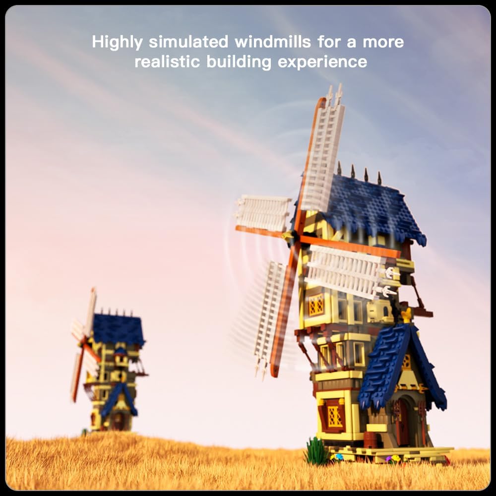 MOULD KING 10060 Medieval Building Block The MOC-138190 Windmill Model European Century Brick Toys Assembly Kids Christmas Gift