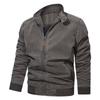 Jacket Men's Spring and Autumn Pure Color Washed Cotton Retro Loose Plus Size Casual Jacket