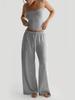 Summer Camisole Crop Top Long Pants Casual Wide Leg Pants Lazy Style Set For Women
