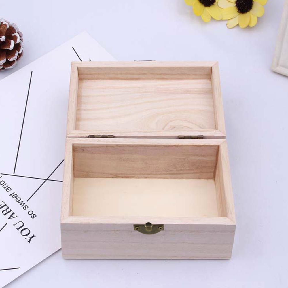 1/3pcs Log Color Scotch Plain Wood Wooden Square Hinged Storage Boxes Craft Gift Box Handmade Case Box Storage Organization