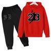 Autumn Winter Basketball #23 Silhouette Printed Hoodies Sweatpants Set Fashionable Casual Warm Sports Long Sleeved Pants Men's Sport Wear