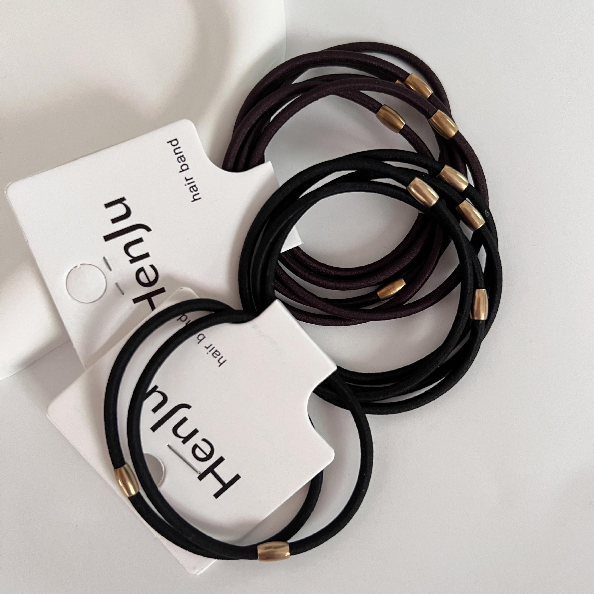 

Set of 6 Durable Bronze Oval Bead Elastic Hair Bands for Women