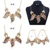 Leaf Necklace Vintage Set With Rhinestone Decor And Geometric Style For Women