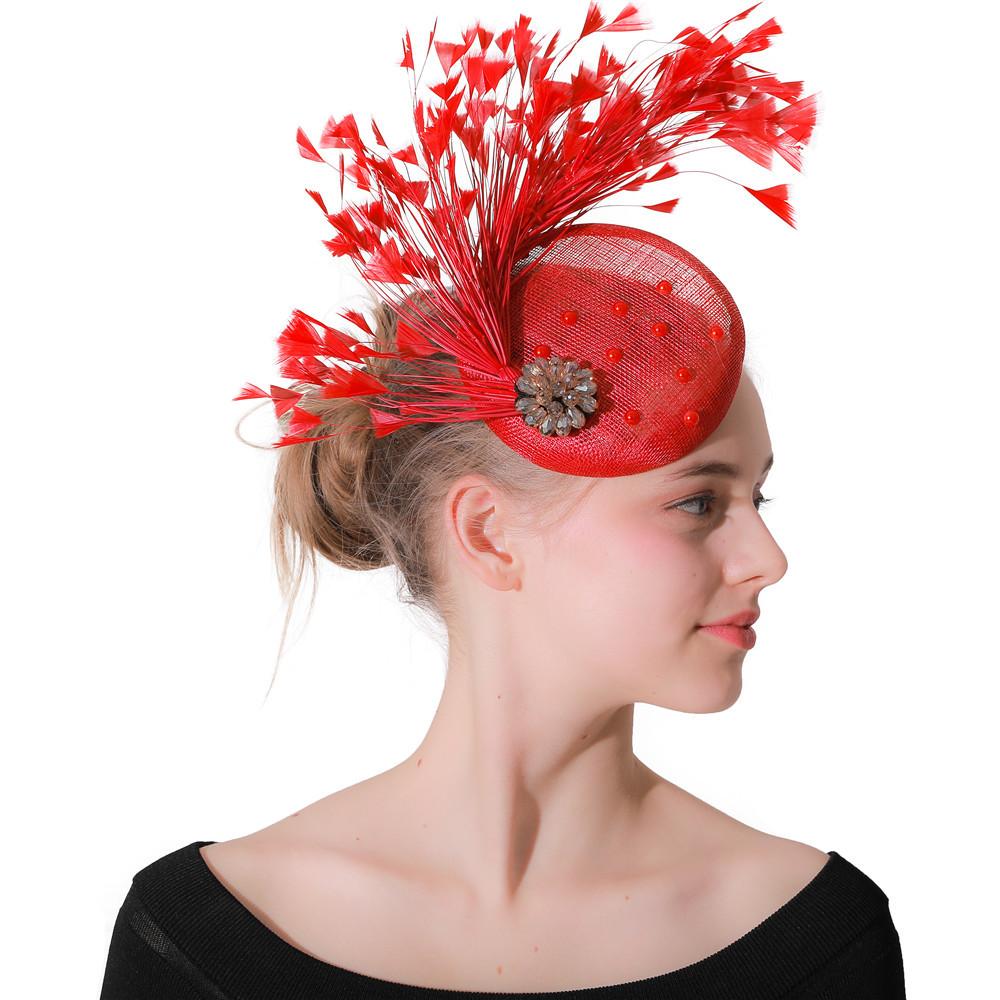 New Top Hat Linen Ladies Hat Feather Shape Bridal Top Hat Wedding Banquet Linen