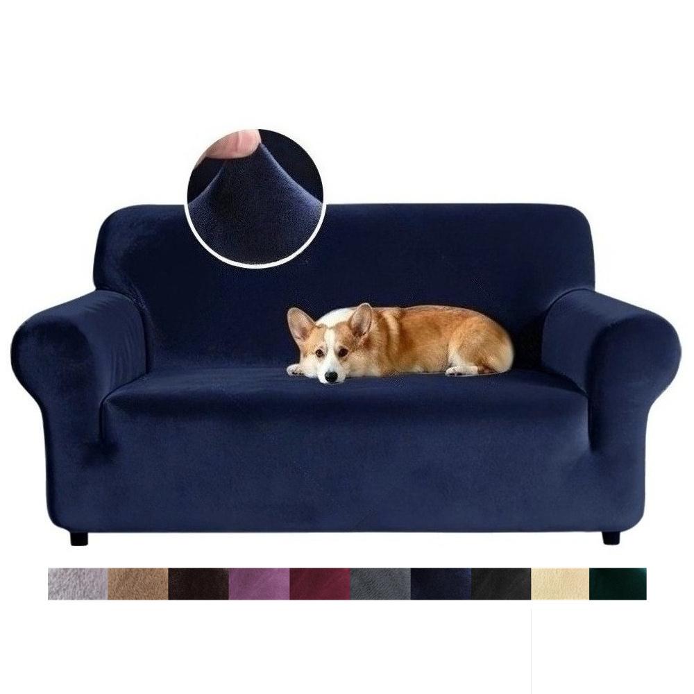 Stretch Velvet Sofa Covers for 1/2/3/4 Seater Couch Covers Thick Soft Plush Sofa Slipcover for Living Room Furniture Protector