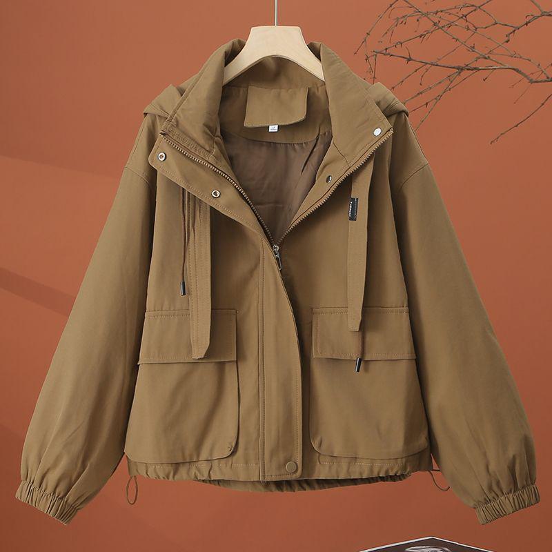 Damen Koreanischer Stil Locker Kapuzen Baseballjacke für Frühling und Herbst 2025